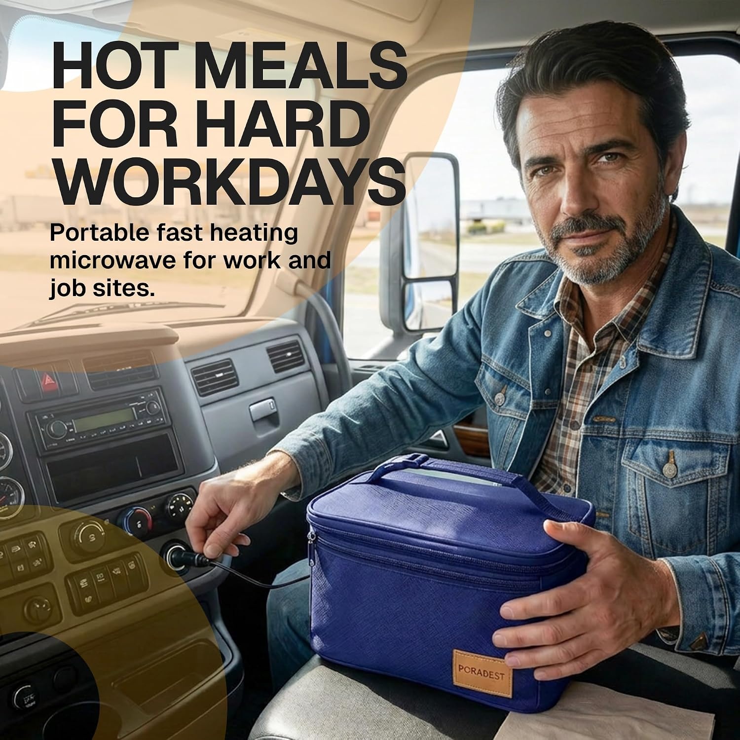 image:imageFORABEST Portable Microwave Food Warmer Electric Lunch Box 80W with Insulated Bag and Utensils 12V24V CarTruck amp 110220V HomeOffice Use Fits up to 10 x 7 x 5 Inches Containers BlueBlue