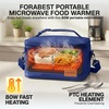 FORABEST Portable Microwave Food Warmer – Electric Lunch Box 80W with Insulated Bag and Utensils – 12V/24V Car/Truck & 110/220V Home/Office Use – Fits up to 10 x 7 x 5 Inches Containers – Blue(Blue)