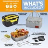 FORABEST Electric Lunch Box for Adults, Upgraded Fast 80W Heated Lunch Box for Adults, 4-in-1 Portable Food Warmer Lunch Box, 1.5L Loncheras Para Hombres De Trabajo with Power Button & Large Utensils