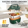 FORABEST Heated Lunch Box – 80W Electric Lunch Box – Portable Food Warmer with 1.5L Stainless Steel Container, Carry Bag & Leakproof Lid – 12V/24V Car/Truck & 110/220V Home/Office – White Gray(Army Green)