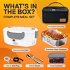 FORABEST Heated Lunch Box – 80W Electric Lunch Box – Portable Food Warmer with 1.5L Stainless Steel Container, Carry Bag & Leakproof Lid – 12V/24V Car/Truck & 110/220V Home/Office – White Gray(White Gray)