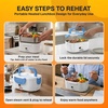 FORABEST Heated Lunch Box – 80W Electric Lunch Box – Portable Food Warmer with 1.5L Stainless Steel Container, Carry Bag & Leakproof Lid – 12V/24V Car/Truck & 110/220V Home/Office – White Gray(White Blue)
