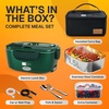 FORABEST Heated Lunch Box – 80W Electric Lunch Box – Portable Food Warmer with 1.5L Stainless Steel Container, Carry Bag & Leakproof Lid – 12V/24V Car/Truck & 110/220V Home/Office – White Gray(Army Green)