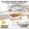 FORABEST Heated Lunch Box – 80W Electric Lunch Box – Portable Food Warmer with 1.5L Stainless Steel Container, Carry Bag & Leakproof Lid – 12V/24V Car/Truck & 110/220V Home/Office – White Gray(White Gray)