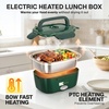 FORABEST Heated Lunch Box – 80W Electric Lunch Box – Portable Food Warmer with 2 Stainless Steel Containers 1.5L, Carry Bag & Leakproof Lid – 12V/24V Car/Truck & 110/220V Home/Office – White Gray(Army Green)