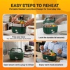 FORABEST Heated Lunch Box – 80W Electric Lunch Box – Portable Food Warmer with 2 Stainless Steel Containers 1.5L, Carry Bag & Leakproof Lid – 12V/24V Car/Truck & 110/220V Home/Office – White Gray(Army Green)