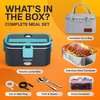 FORABEST Heated Lunch Box – 80W Electric Lunch Box for Adults – Portable Food Warmer – 1.8L Stainless Steel Containers, Carry Bag & Leakproof Lid – 12V/24V Car/Truck & 110/220V Home/Office – Navy Blue